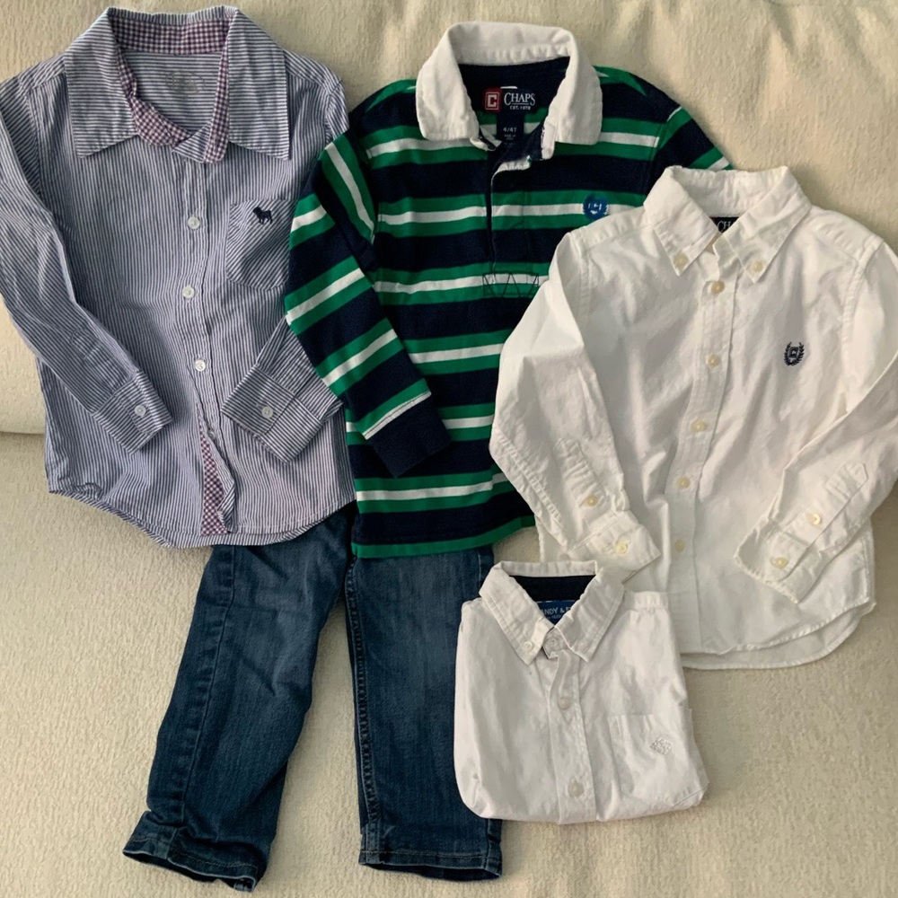 4T boy Chaps Rugby & button down shirts jeans bundle